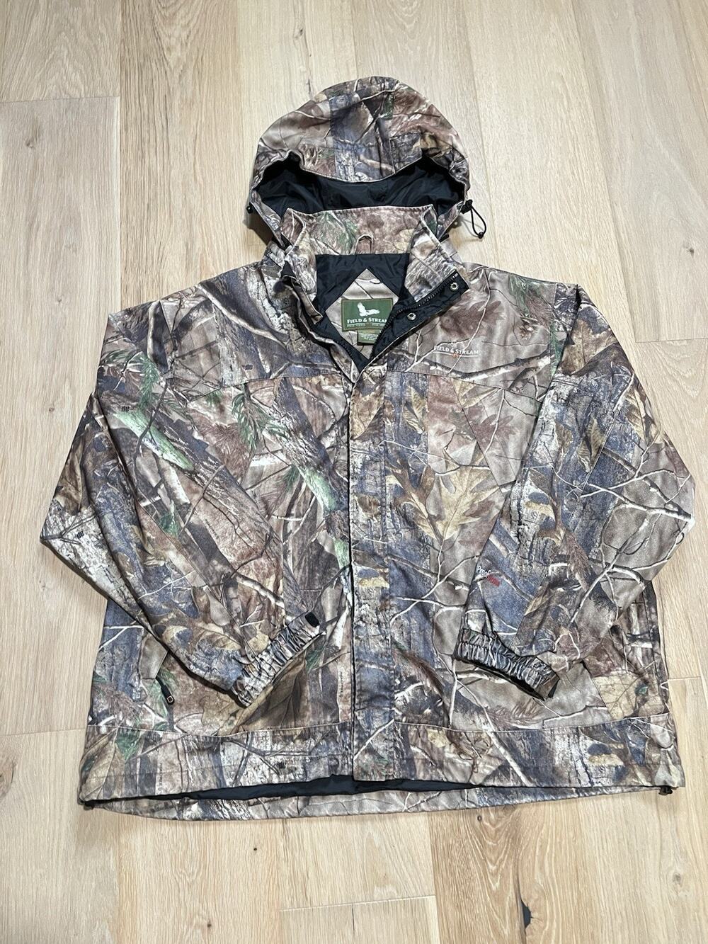 Field & Stream Camo Button Jacket XXL Realtree Hydroproof Ultra Hooded Hunt 2XL